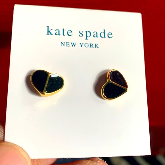 kate spade Jewelry - Kate Spade- Heritage Spade Heart Gold Earrings-  Black